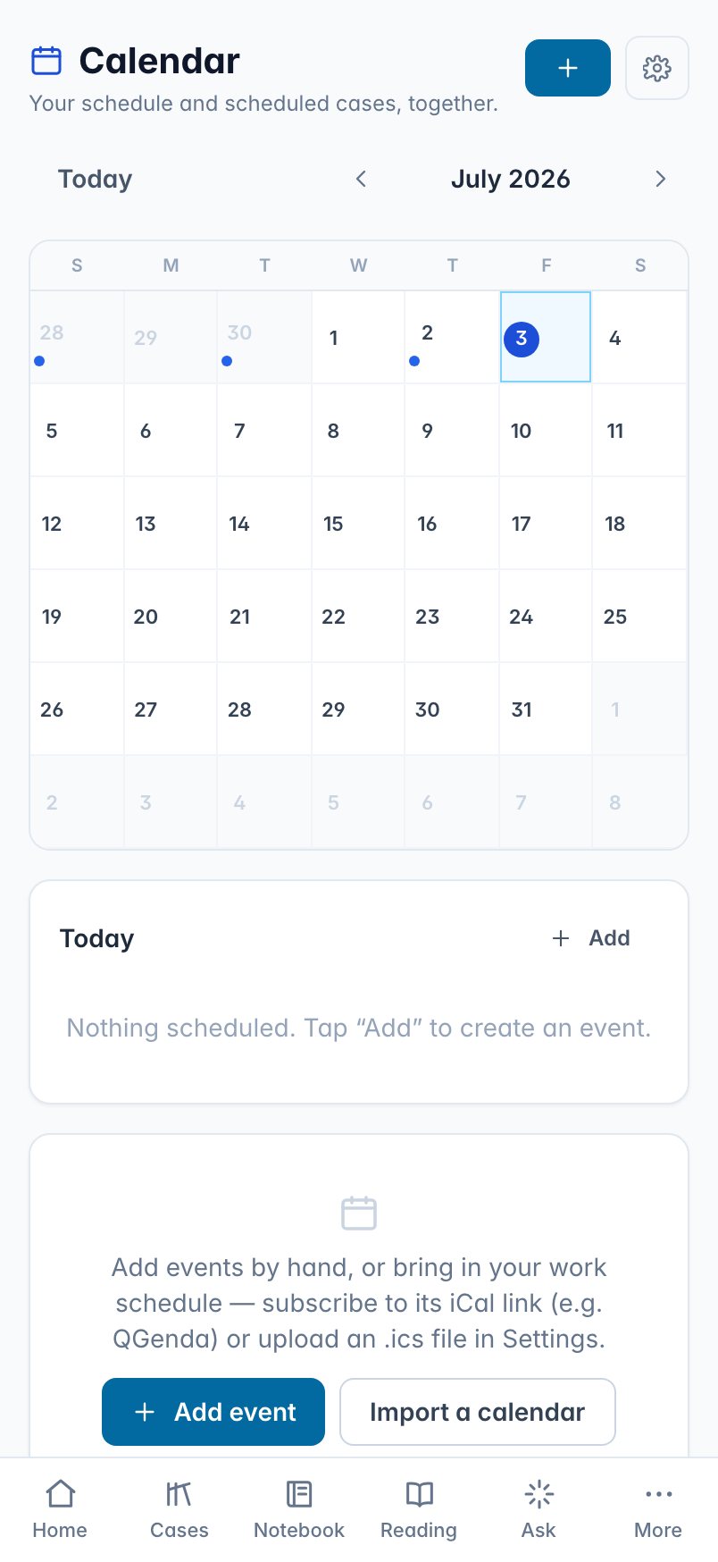 Calendar with schedule